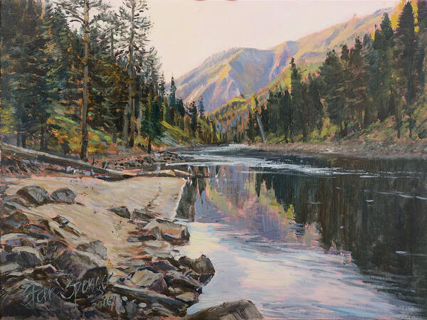 River Poster featuring the painting Near Smith Gulch by Steve Spencer