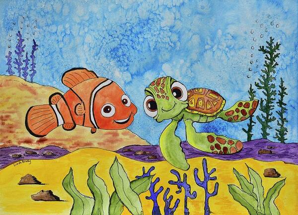 Linda Brody Poster featuring the painting Nemo and Squirt by Linda Brody