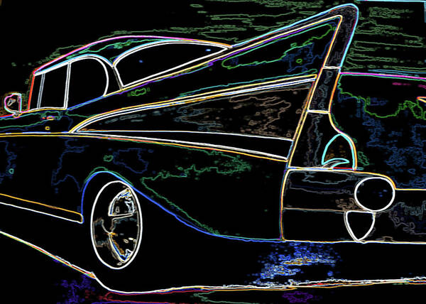 Chevy Poster featuring the painting Neon 57 Chevy Bel Air by Katy Hawk
