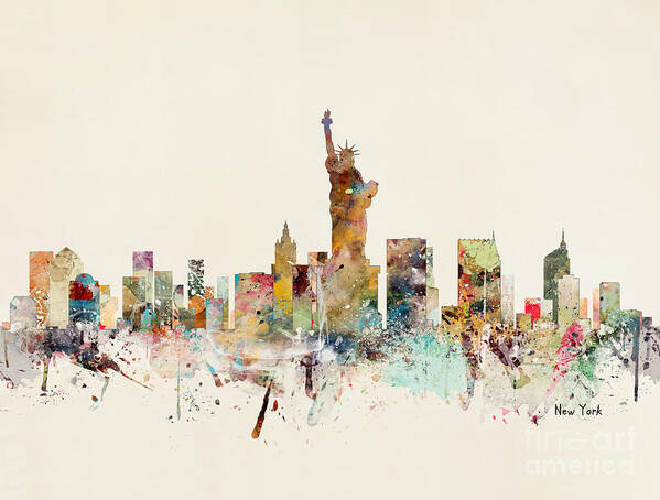 New York Poster featuring the painting New York City Skyline by Bri Buckley