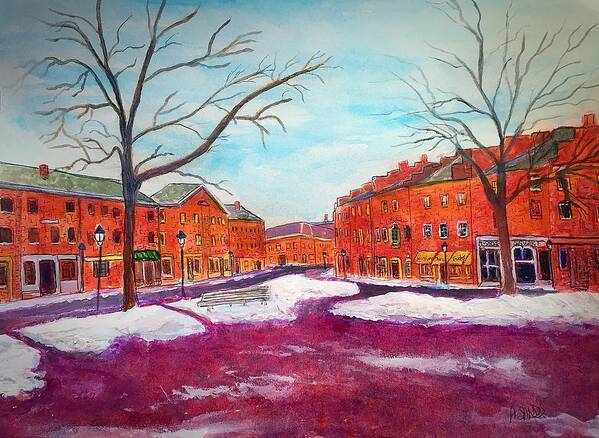 Newburyport Poster featuring the painting Newburyport Ma in Winter by Anne Sands