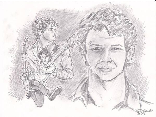 Jonas Poster featuring the drawing Nick Jonas by Chris DelVecchio