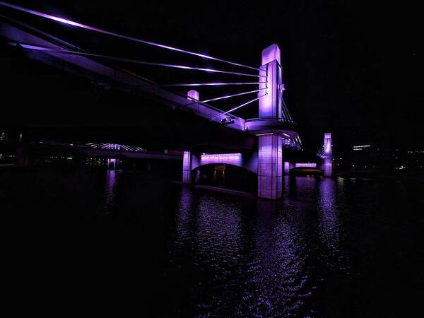 Nighttime Poster featuring the photograph Nighttime Bridge Piers by Buck Buchanan