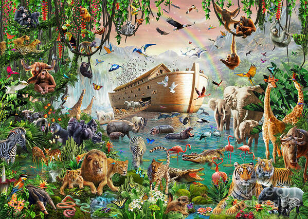 Adrian Chesterman Poster featuring the digital art Noah's Ark Variant 1 by MGL Meiklejohn Graphics Licensing