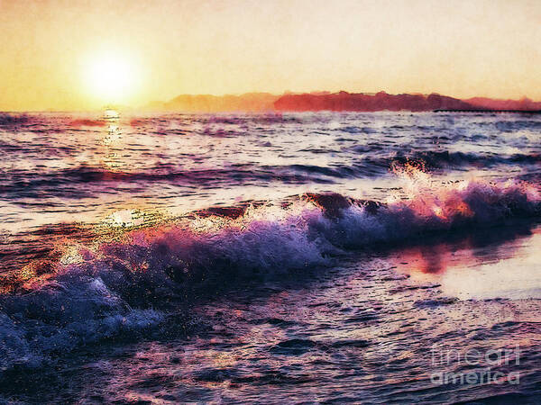 Digital Art Poster featuring the digital art Ocean Landscape Sunrise by Phil Perkins