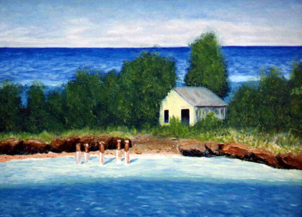 Seascape Poster featuring the painting Ocean Shack by Stan Hamilton