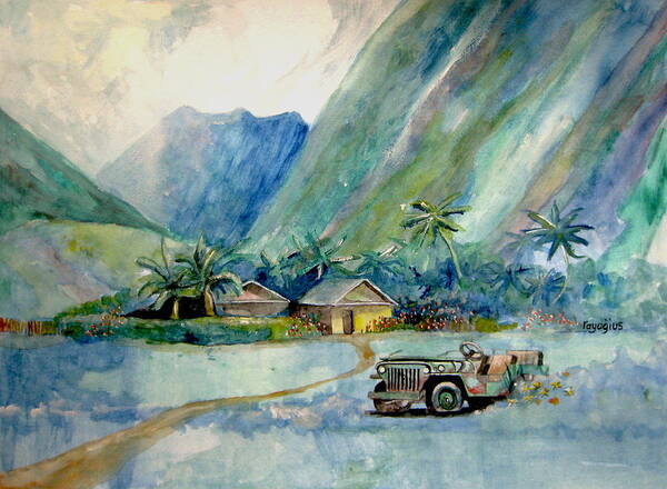 Palms Poster featuring the painting Olowalu Valley by Ray Agius