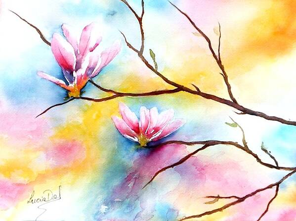 Watercolor Poster featuring the painting Oriental Lotus by Lucia Del