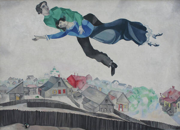 Marc Chagall Poster featuring the painting Over the Town by Marc Chagall