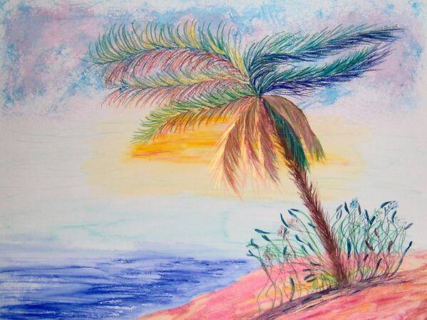Seascape Poster featuring the painting Palm Tree Ballet by Barbara Burns