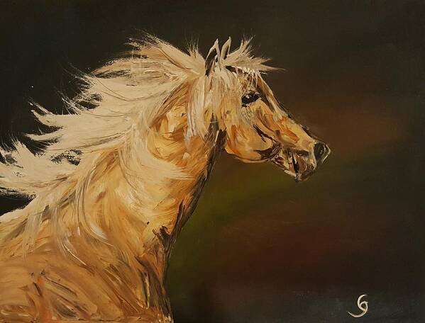Horse Poster featuring the painting Palomino Running Wild           85 by Cheryl Nancy Ann Gordon