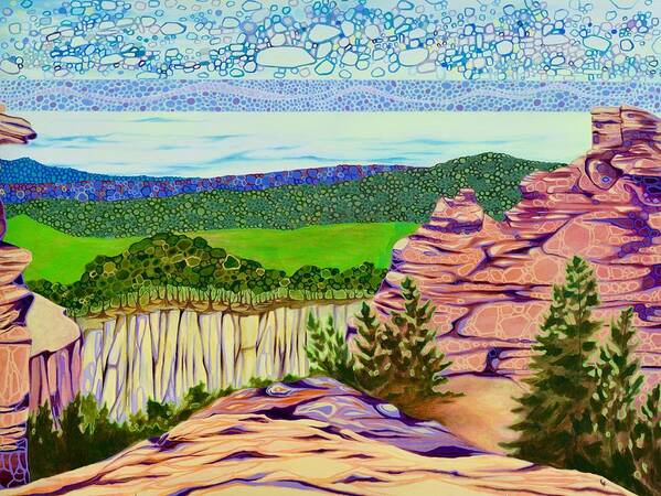 Abstract Landscape Poster featuring the painting Midwestern Bluffs by Karen Williams-Brusubardis