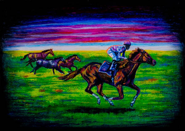 Kentucky Poster featuring the pastel Pasture Race by Laurie Tietjen