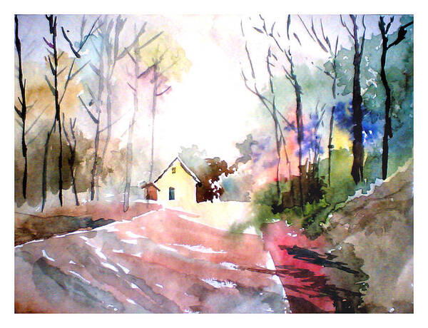 Nature Poster featuring the painting Path in colors by Anil Nene