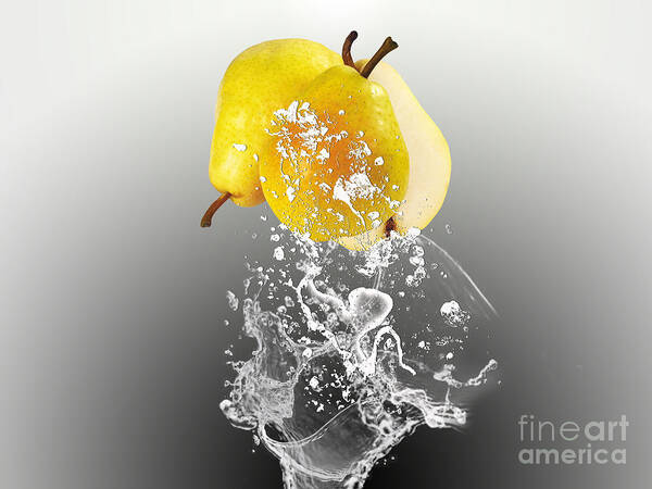 Pear Poster featuring the mixed media Pear Splash Collection by Marvin Blaine