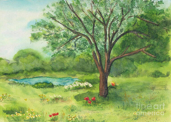 Landscape Poster featuring the painting Pedro's Tree by Vicki Housel