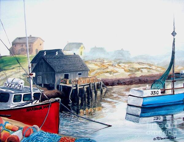 Peggys Cove Poster featuring the painting Peggy's Cove Harbour by Pat Davidson
