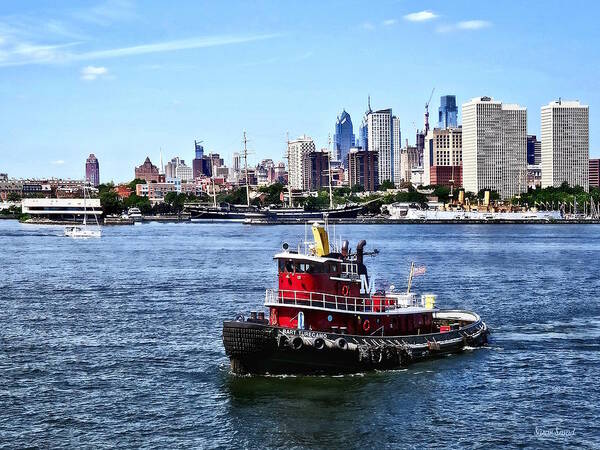 Philadelphia Poster featuring the photograph Philadelphia PA - Tugboat by Philadelphia Skyline by Susan Savad