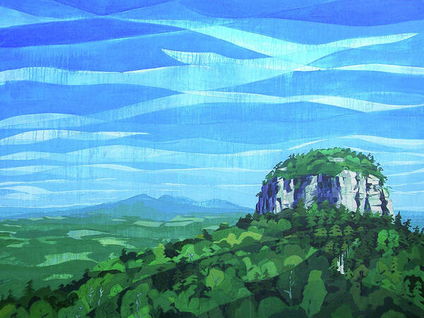 Landscape Poster featuring the painting Pilot Mountain by John Gibbs