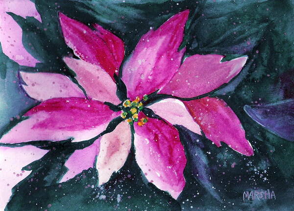 Flower Poster featuring the painting Pink Poinsettia by Marsha Woods