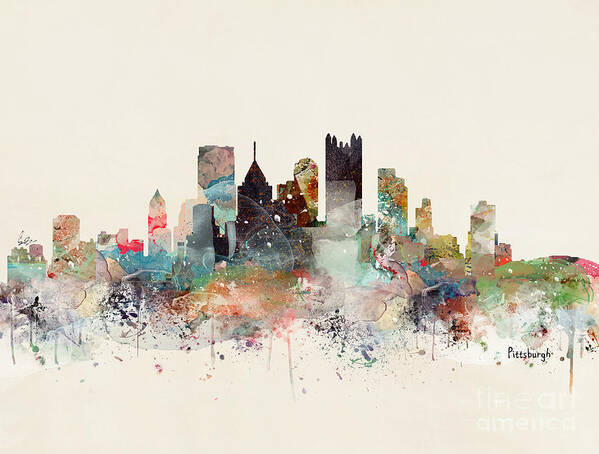 Pittsburgh Poster featuring the painting Pittsburgh Pennsylvania Skyline by Bri Buckley