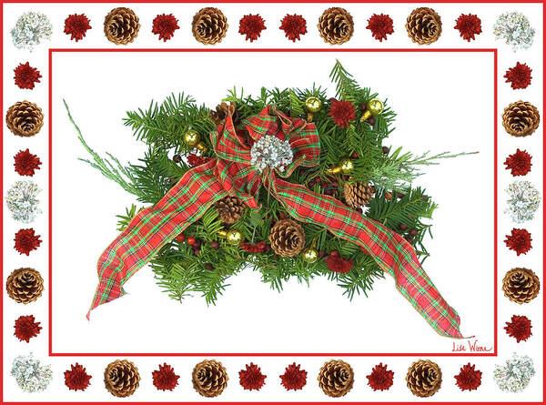 Lise Winne Poster featuring the digital art Plaid Bow with Christmas Regalia by Lise Winne