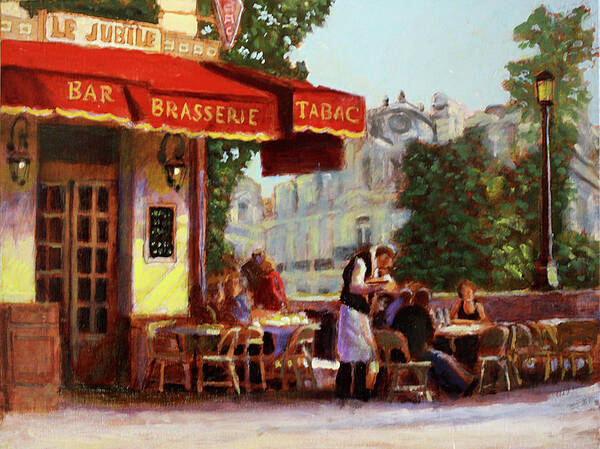 Outdoor Cafe Poster featuring the painting Pomme Frites by David Zimmerman