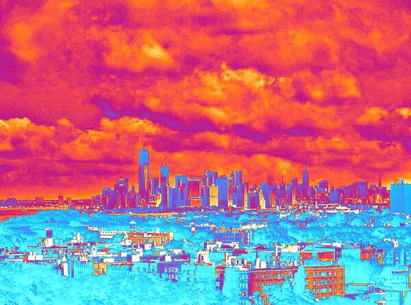 Nyc Skyline Poster featuring the photograph Pop Art Manhattan by Stacie Siemsen