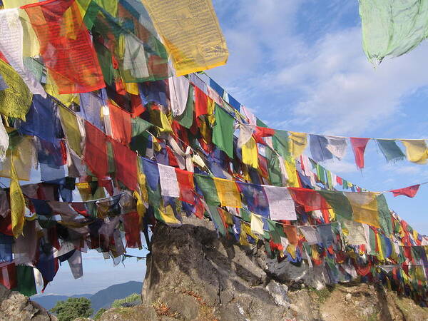 Prayer Flags Poster featuring the photograph Prayer Flags in Happy Valley by Art Nomad Sandra Hansen