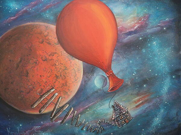 Balloon Poster featuring the painting Preparing To Land by Krystyna Spink