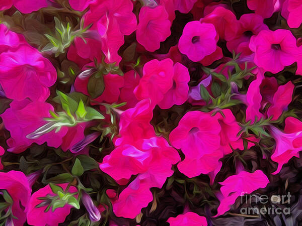 Flowers Poster featuring the painting Pretty Petunias by Sarabjit Singh