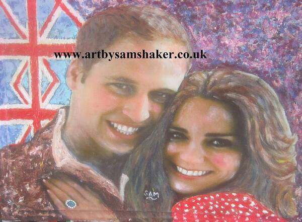 Royal Family Poster featuring the painting Prince William and Kate by Sam Shaker