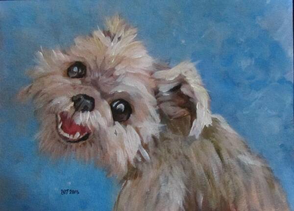 Dog Poster featuring the painting Pudgy Smiles by Barbara O'Toole