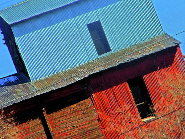 Abstract Poster featuring the digital art Pueblo Downtown--Sweenys Feed Mill by Lenore Senior