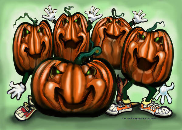 Halloween Poster featuring the painting Pumpkin Party by Kevin Middleton