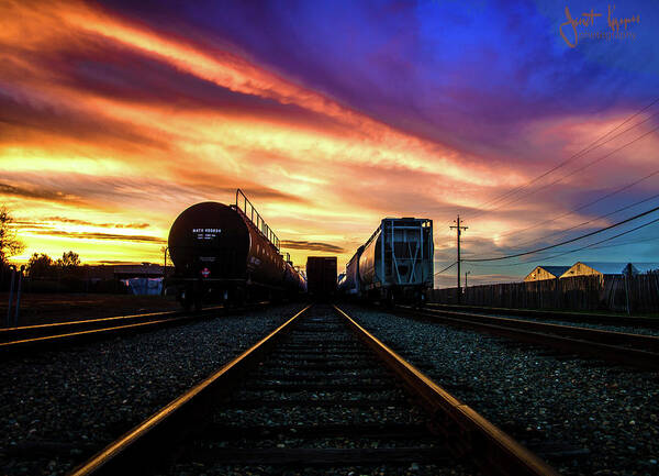 Railroad Tracks Poster featuring the photograph Rails of Fire by Janet Kopper