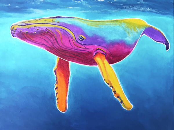 Humpback Whale Poster featuring the painting Rainbow Whale by Dawg Painter