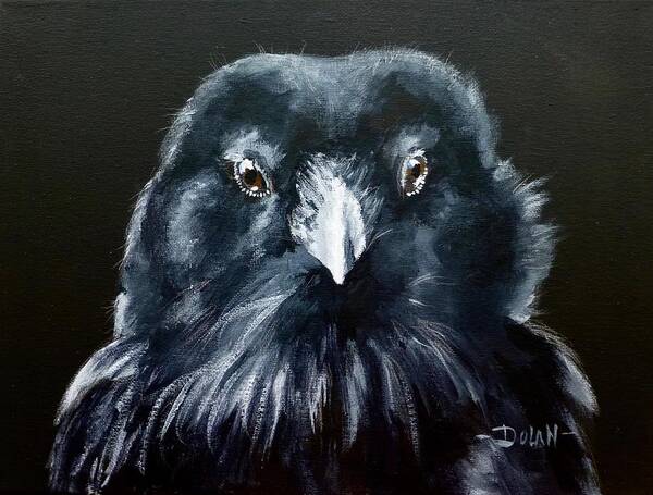 Raven Poster featuring the painting Raven Fluff by Pat Dolan