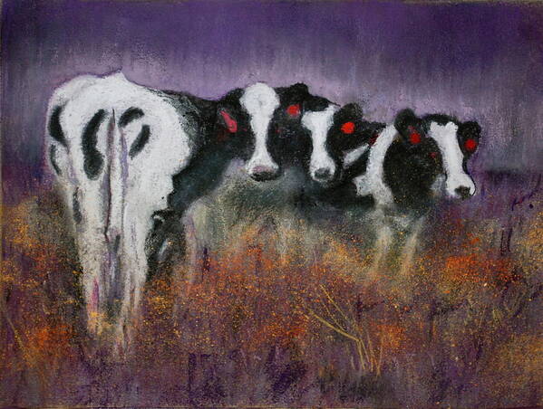 Cows Poster featuring the pastel Red Earrings by Sandra Lee Scott