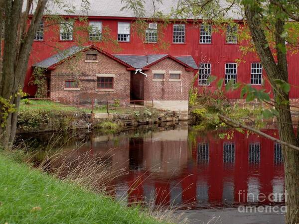 Red Poster featuring the photograph Red Factory Canton Ct by B Rossitto