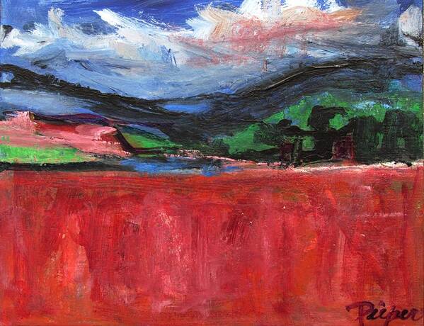 Landscape Poster featuring the painting Red Field Landscape by Betty Pieper