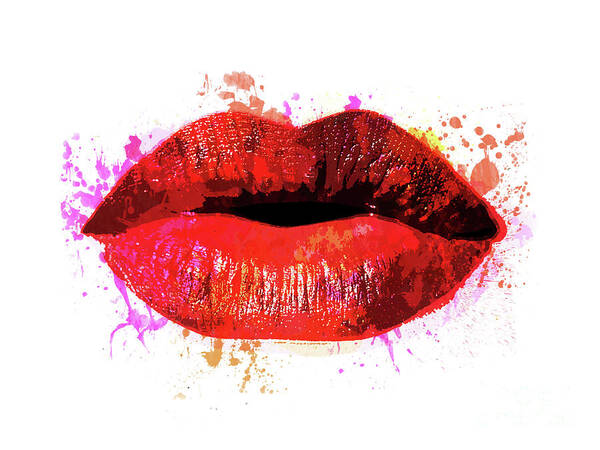 Lips Poster featuring the painting Red Kiss, sexy lips by Delphimages Photo Creations