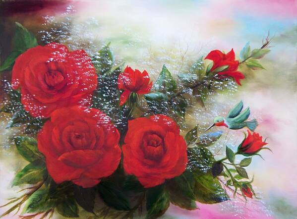 Oil Paintings Poster featuring the painting Red Roses by Joni McPherson