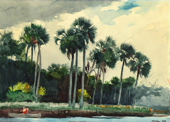 19th Century American Painters Poster featuring the painting Red Shirt Homosassa Florida by Winslow Homer
