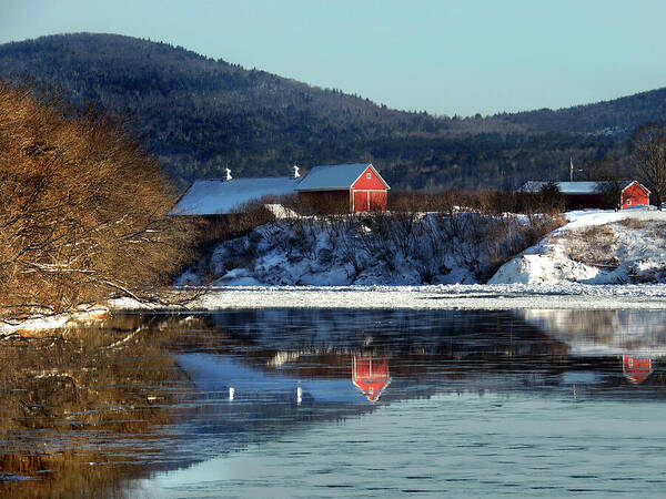 Connecticut River Poster featuring the photograph Reflecting on Farms by Connecticut by Nancy Griswold