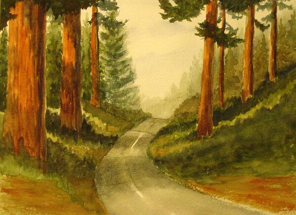 Redwoods Poster featuring the painting Remembering Redwoods by Marilyn Jacobson