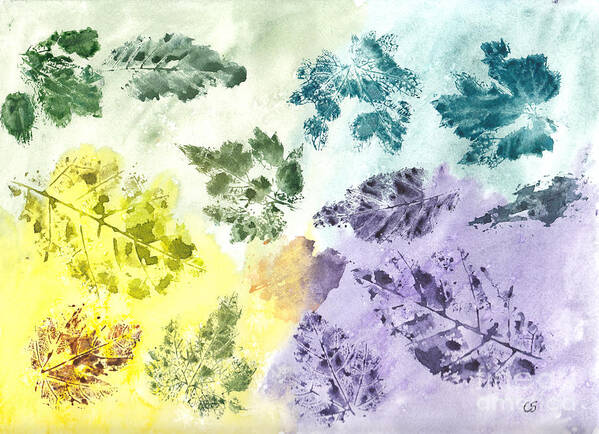 Watercolor Poster featuring the painting Remnants of Autumn Leaves by Conni Schaftenaar