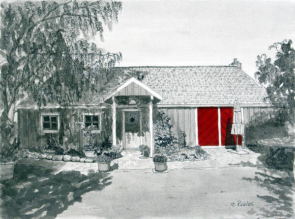 Retzlaff Winery Poster featuring the painting Retzlaff Winery with Red Door No. 2 by Mike Robles