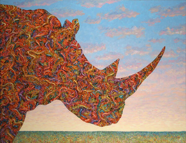 Rhino Poster featuring the painting Rhino-shape by James W Johnson