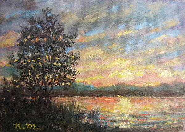 Sunset Poster featuring the painting River Sundown by Kathleen McDermott
